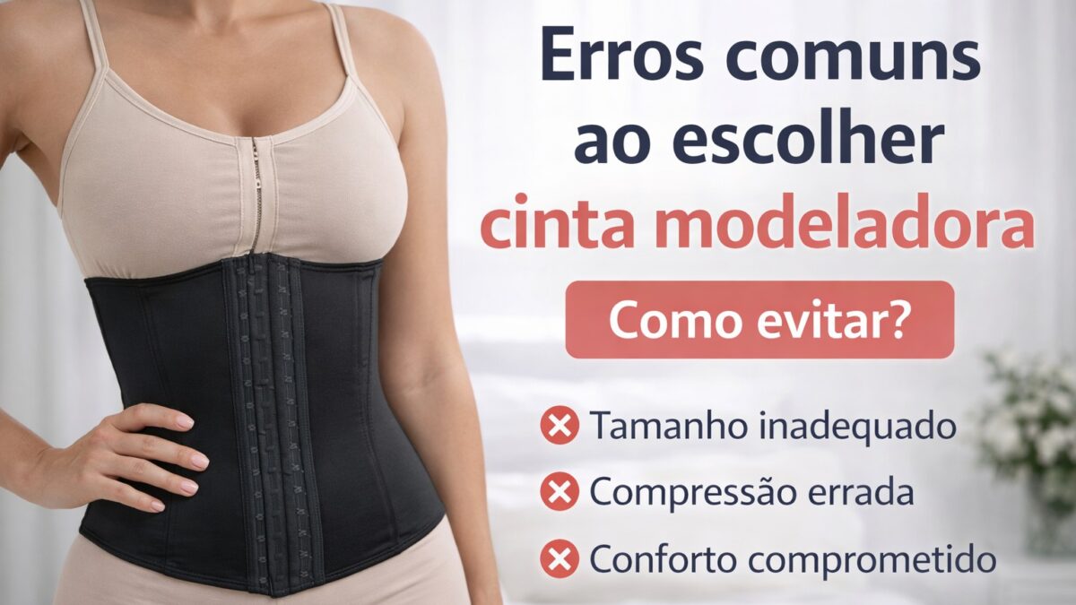 Mulher usando cinta modeladora preta demonstrando erros comuns na escolha do modelo