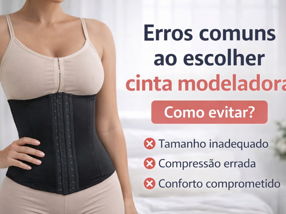 Mulher usando cinta modeladora preta demonstrando erros comuns na escolha do modelo