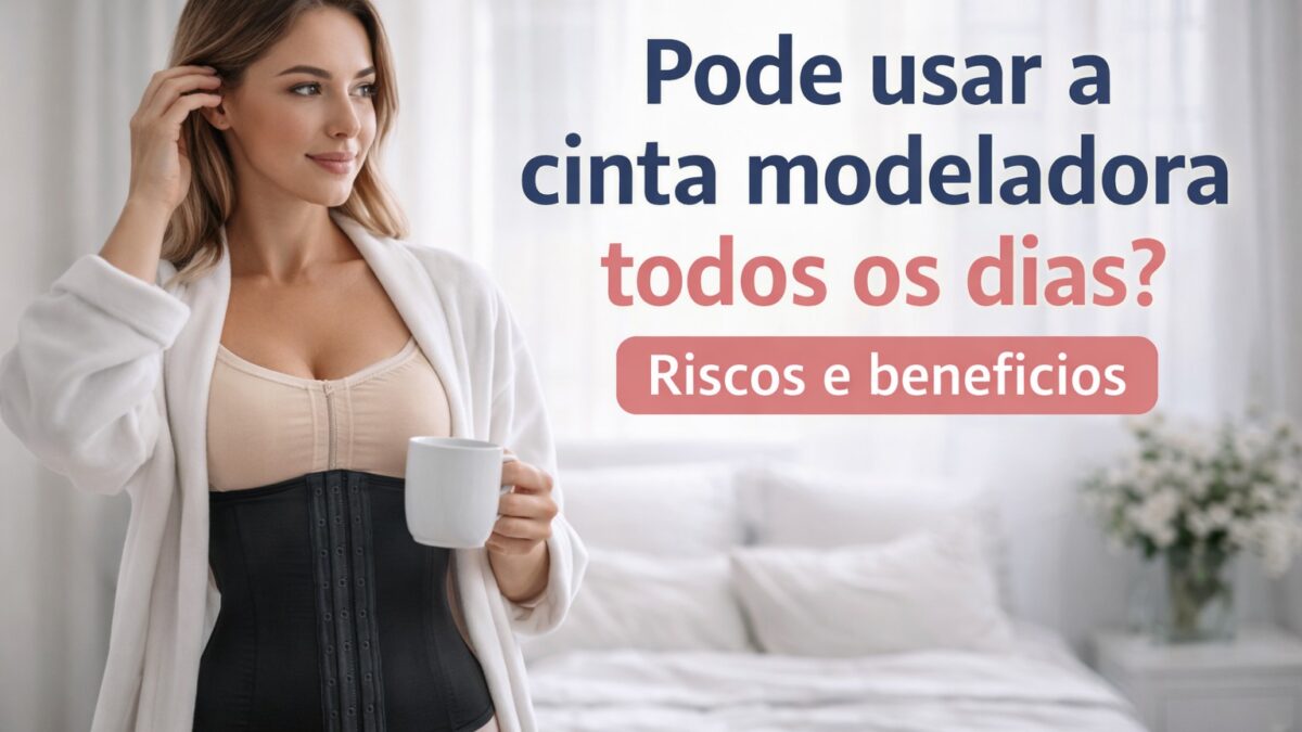 mulher usando cinta modeladora preta em ambiente confortável uso diário